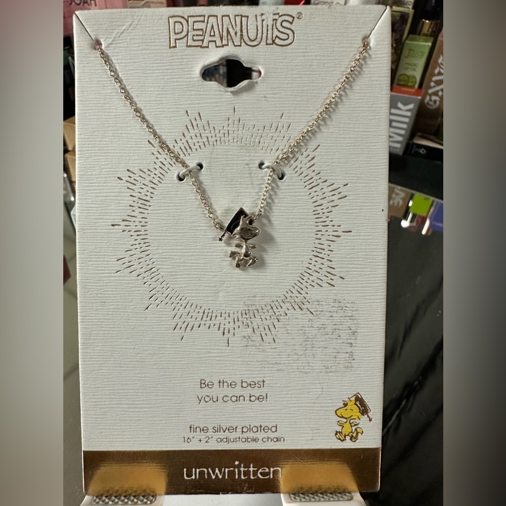Unwritten Peanuts Woodstock Fine Silver Plated Graduation Necklace